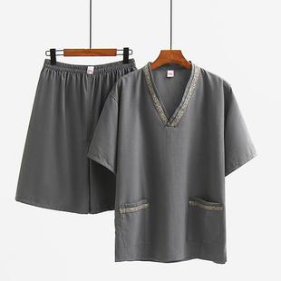 贡麻花边领汗蒸服女情侣男浴服桑拿服足疗洗浴按摩浴衣睡衣大码