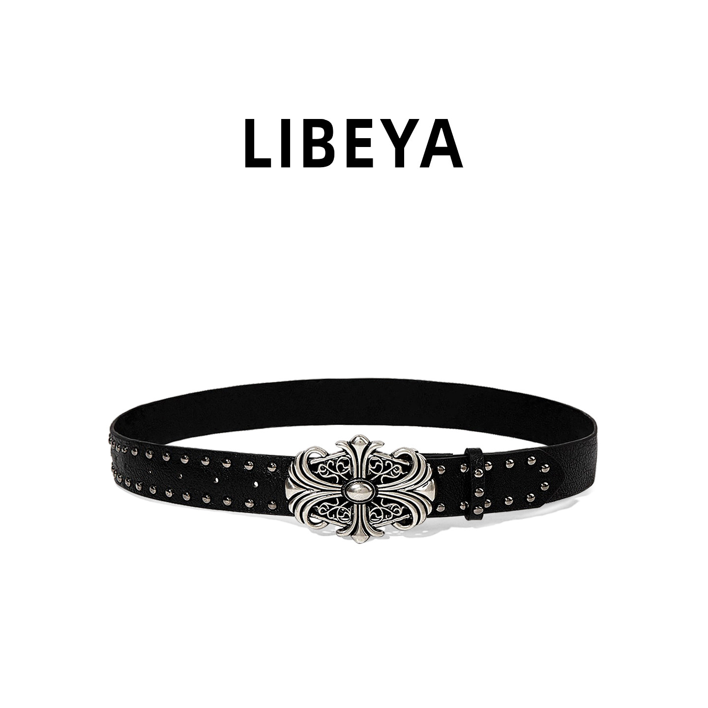 原创复古十字架腰带男女嘻哈朋克风个性铆钉皮带牛仔裤配饰裤腰带