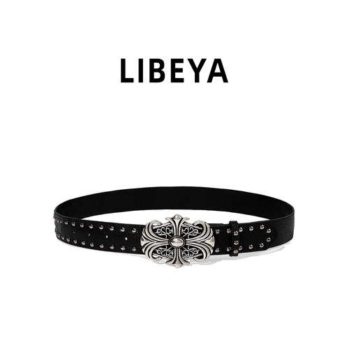 原创复古十字架铆钉朋克腰带