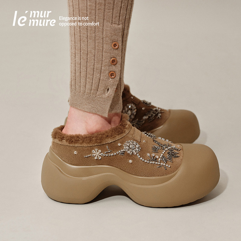 Le' Murmure 雪国漫游者 冬季新款羊卷毛波浪底冬靴 手工钉珠女靴,女鞋,毛毛鞋,淘宝优惠券,粉丝福利购,淘宝优惠卷