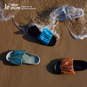 女外穿褶皱一字拖彩色沙滩拖鞋 女 新款 凉拖鞋 Murmure 夏季