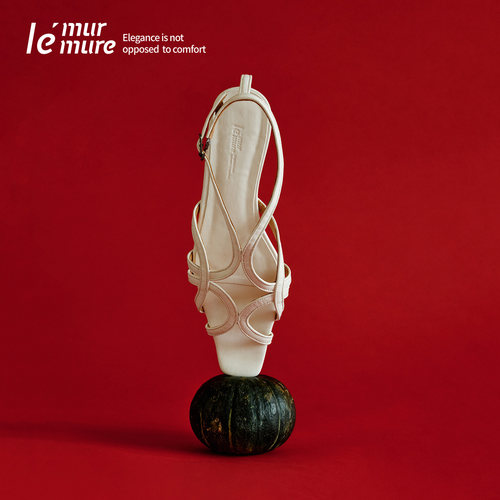Le'Murmure粗跟编织牛皮凉鞋