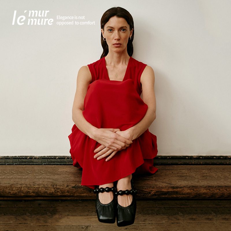 Le' Murmure 夏季新款淡人穿搭设计师真皮玛丽珍鞋浅口休闲单鞋女