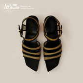 Murmure 复古风金属跟羊皮时尚 未来主义 2025夏季 新款 凉鞋 女