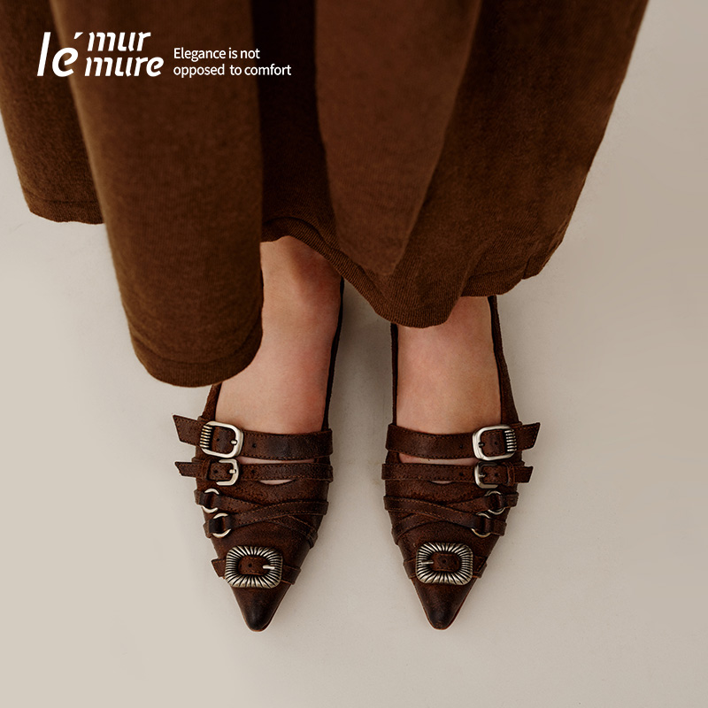 Le'Murmure水洗马皮平底鞋