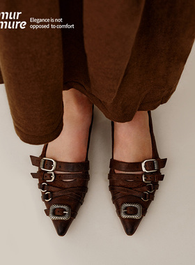 Le' Murmure 步履生风 秋季新款哥特建筑灵感 水洗马反绒平底单鞋