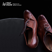 女鞋 褶皱手工英伦风小皮鞋 粗跟尖头单鞋 Murmure 春秋新款