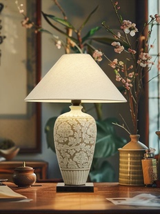 复古卧室台灯 客厅风禅意侘寂风茶室陶瓷灯中式