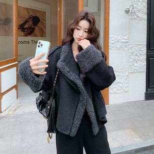 568P285K418 大翻领双面呢羊毛大衣女外套2C325 数据爆款 现货
