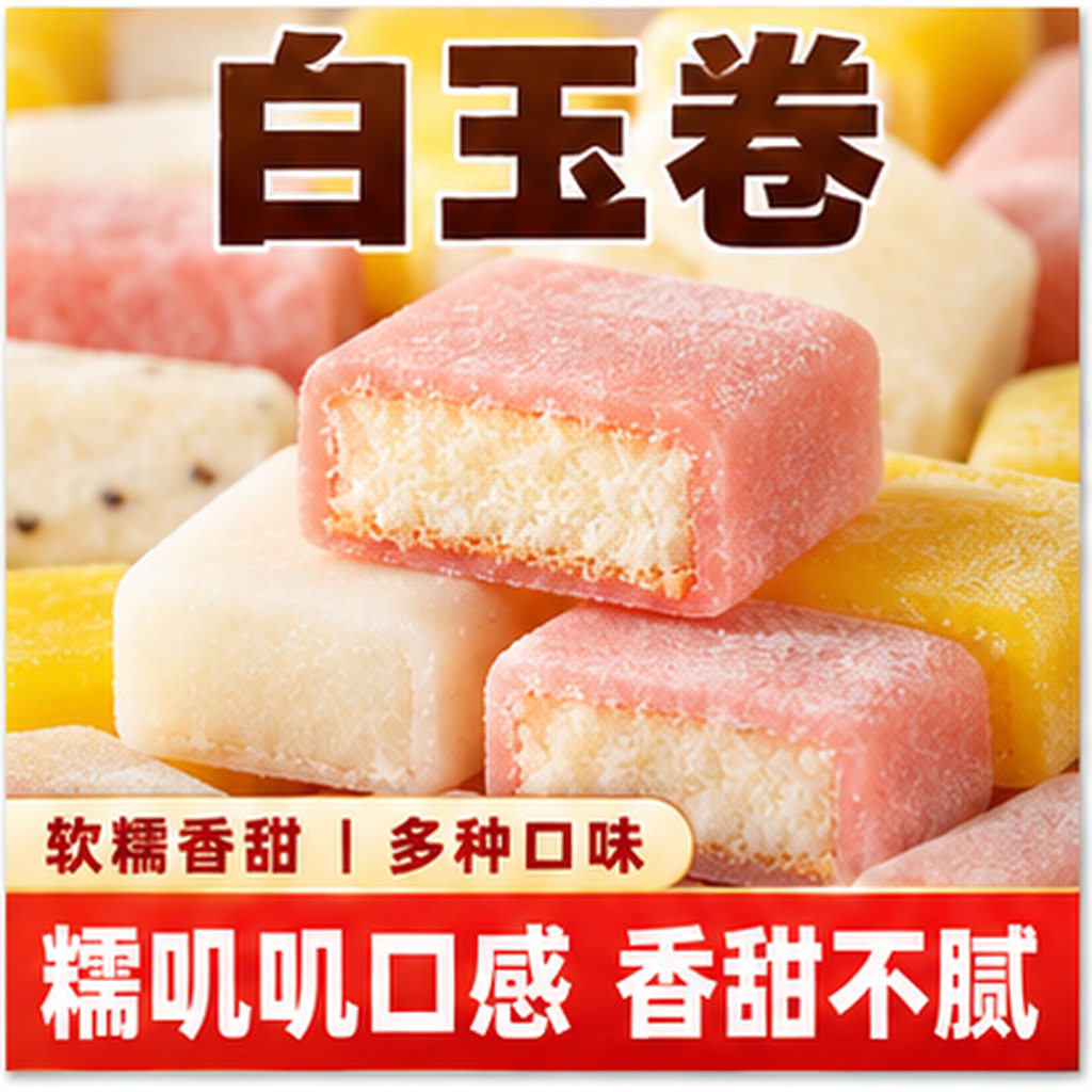 网红日式冰皮白玉卷麻薯蛋糕