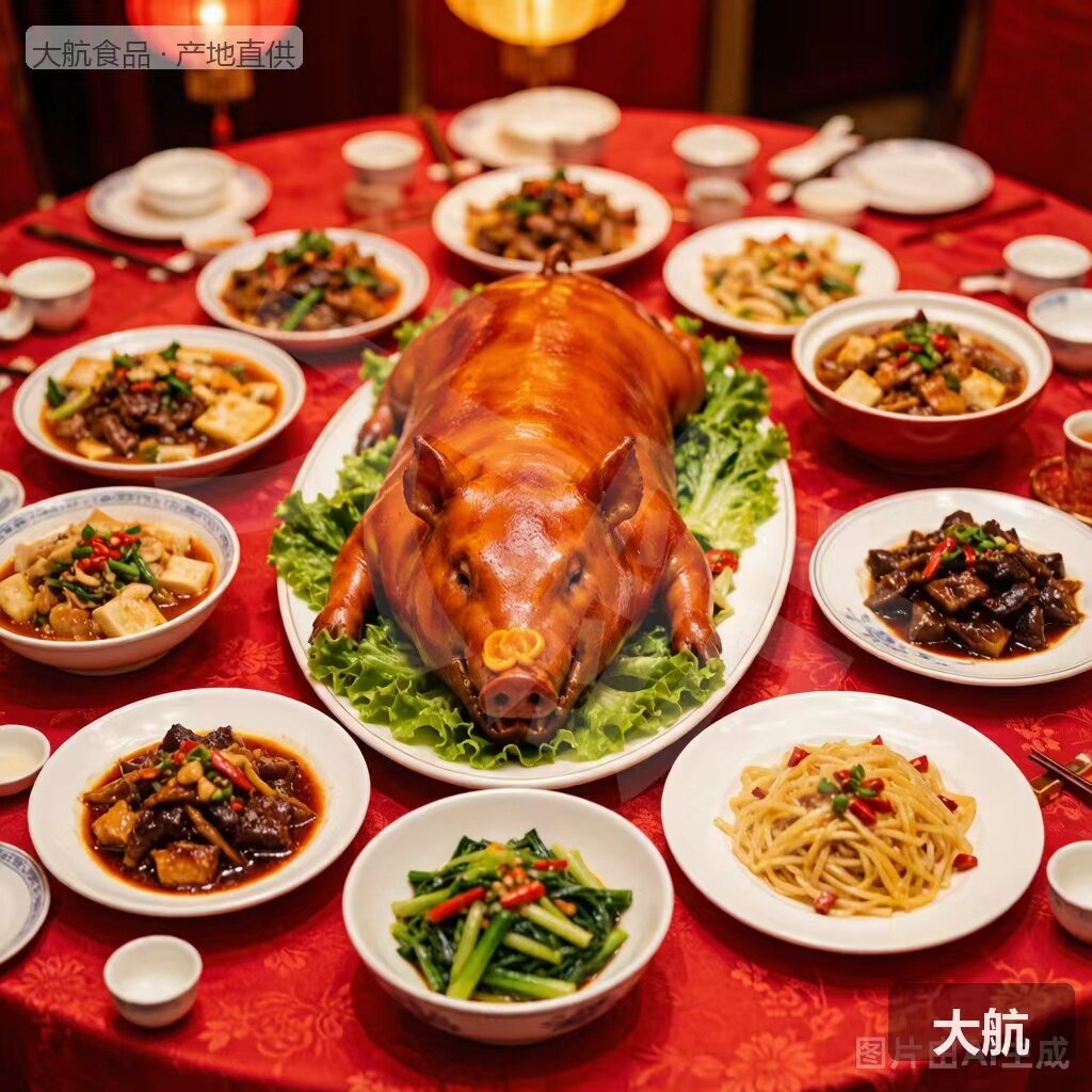 网红脆皮烤乳猪整只熟食礼盒送烤盘蘸料广式特产烤猪节日礼盒顺丰