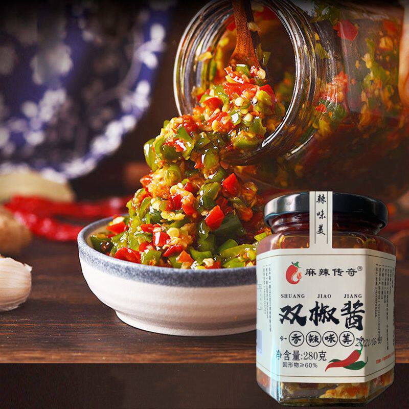 麻辣传奇双椒酱四川麻辣传奇蒜蓉双椒酱辣椒酱下饭菜香辣味即食