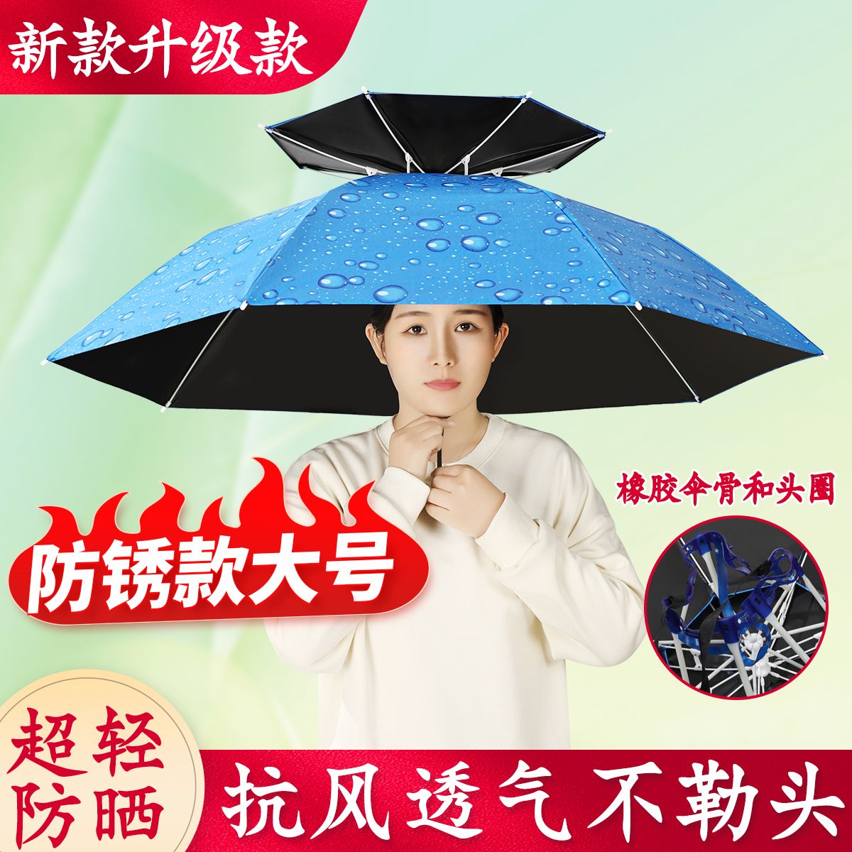 采茶遮阳伞防晒晴雨两用伞帽头戴