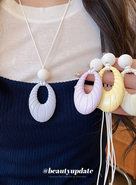 2026早春马卡龙色几何吊坠项链精