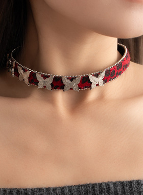 复古甜酷辣妹风项圈朋克个性蝴蝶