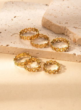 2025蛇年八方来财铜钱戒指小众独