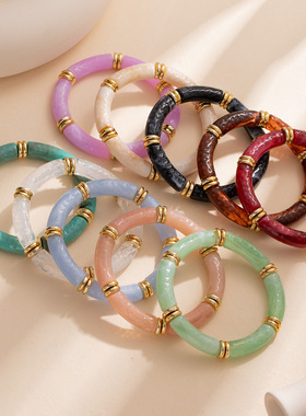 新款拼色亚克力设计感个性百搭大