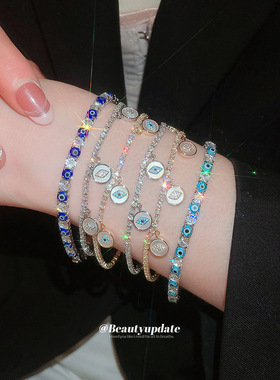 欧美跨境简约锆石眼睛圆形手链轻