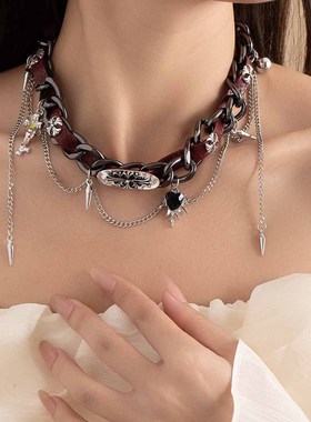 甜酷缠绕金属美拉德风项圈链条流