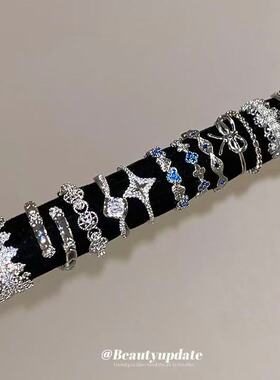 冷淡风锆石爱心花朵开口戒指小众