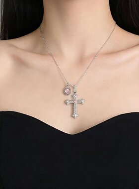 欧美ins简约十字架吊坠项链女跨