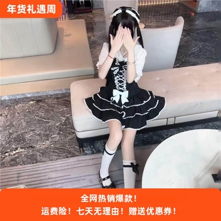 熊之原创lolita古早昭和蛋糕三层裙摆背带裙套装公主风清新甜美