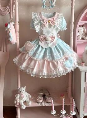 甜茶少女lolita甜茶喵可爱小猫洛丽塔op连衣裙女甜美清新日常