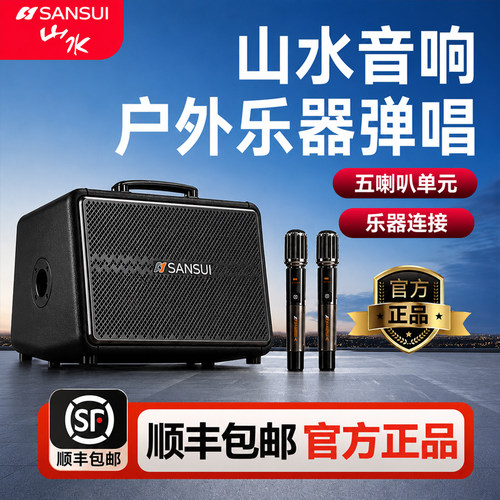山水HS06乐器K歌音响广场舞大音量移动音箱弹唱声卡直播专用高端