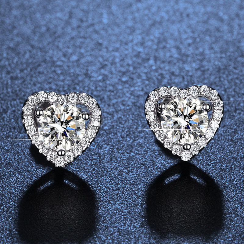 精致爆闪锆石爱心耳钉女轻奢小众