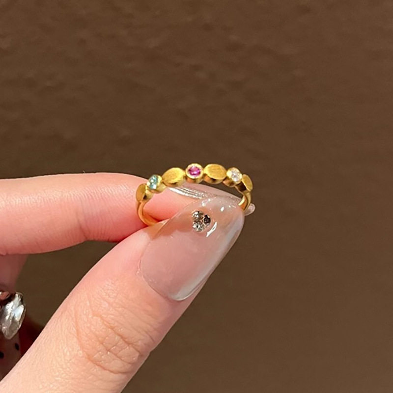 小红书爆款彩色锆石戒指女轻奢