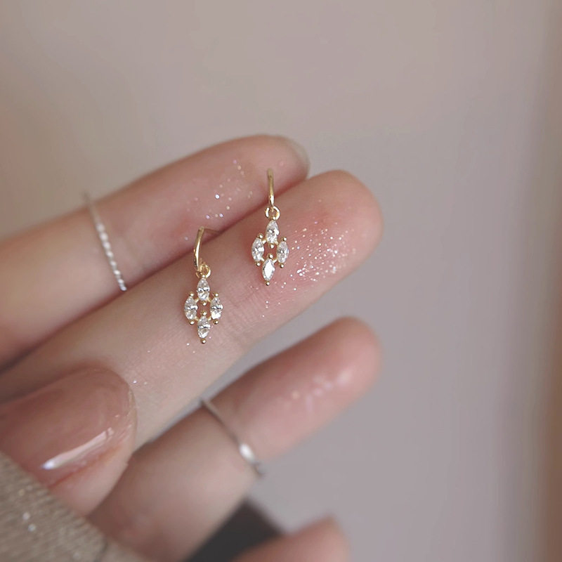 法式复古菱形耳钉女轻奢优雅