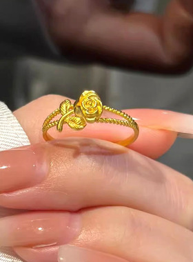 轻奢气质玫瑰花戒指女小众温柔