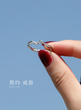 简约线条戒指小众设计Ins感几何指环冷淡风开口可调节食指戒