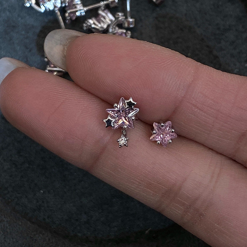 不对称星星耳钉女轻奢甜美小清新