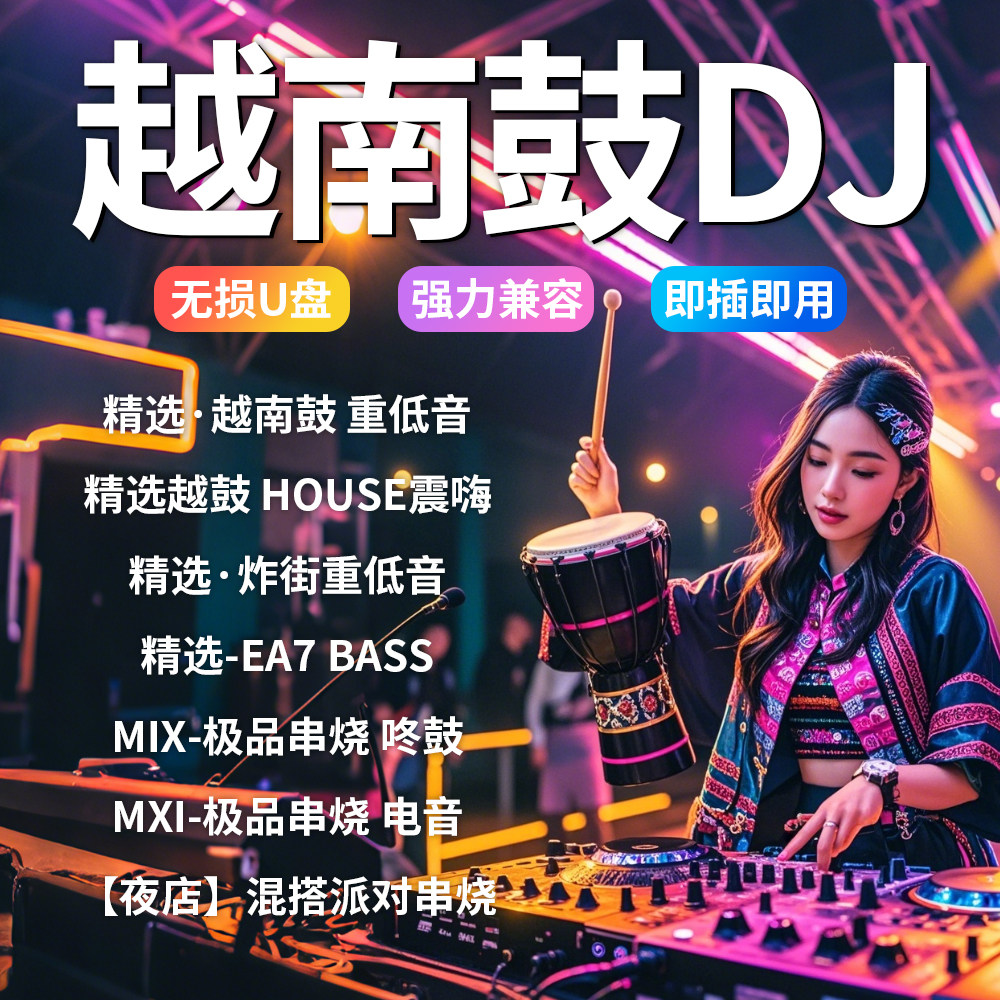 汽车载u盘dj越南鼓炸街重低音串烧音源歌曲车用无损音质优盘