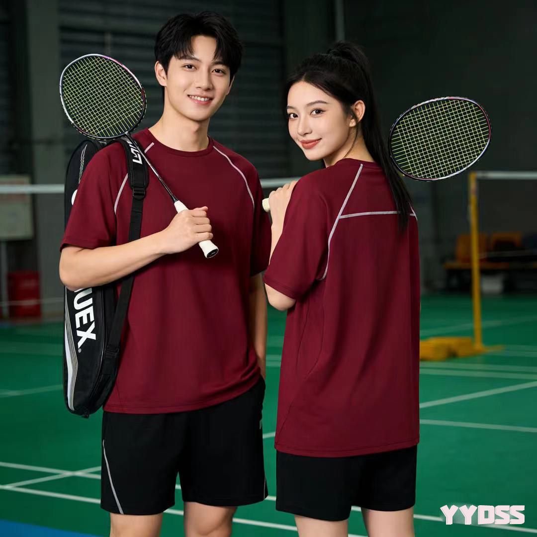 2026羽毛球服男女圆领短袖公开赛t恤文化衫幸运球情侣运动服定制