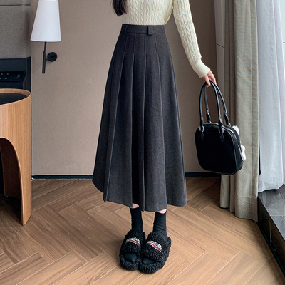 加厚毛呢半身裙a字裙中长款秋冬