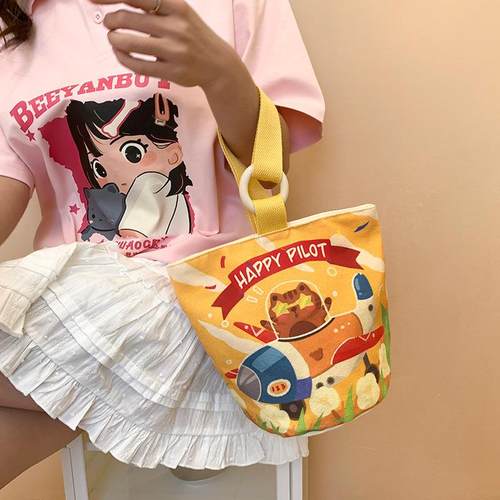 新款韩版水桶包百搭帆布手提袋