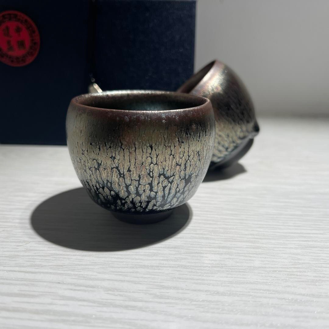 上乘 | 建盏养彩神器一口杯鸡蛋杯型油滴建盏对杯客杯主人杯建盏