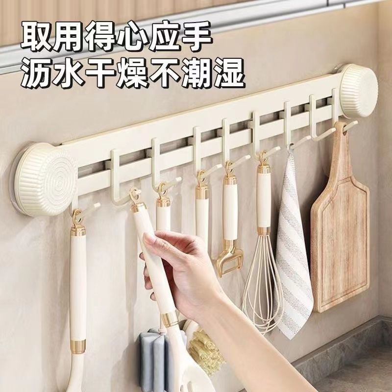 旋转吸盘连排钩免打孔门后挂衣钩浴室厨房强力承重无痕钩衣架收纳