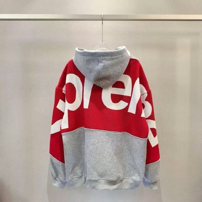 特大码字母印花美式拼接撞色卫衣