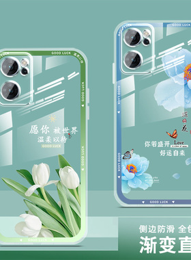 opporeno7手机壳透明女新款全包oppo reno7保护套pro软壳网红reno7se硅胶薄防摔直边中国风卡通高级感时尚