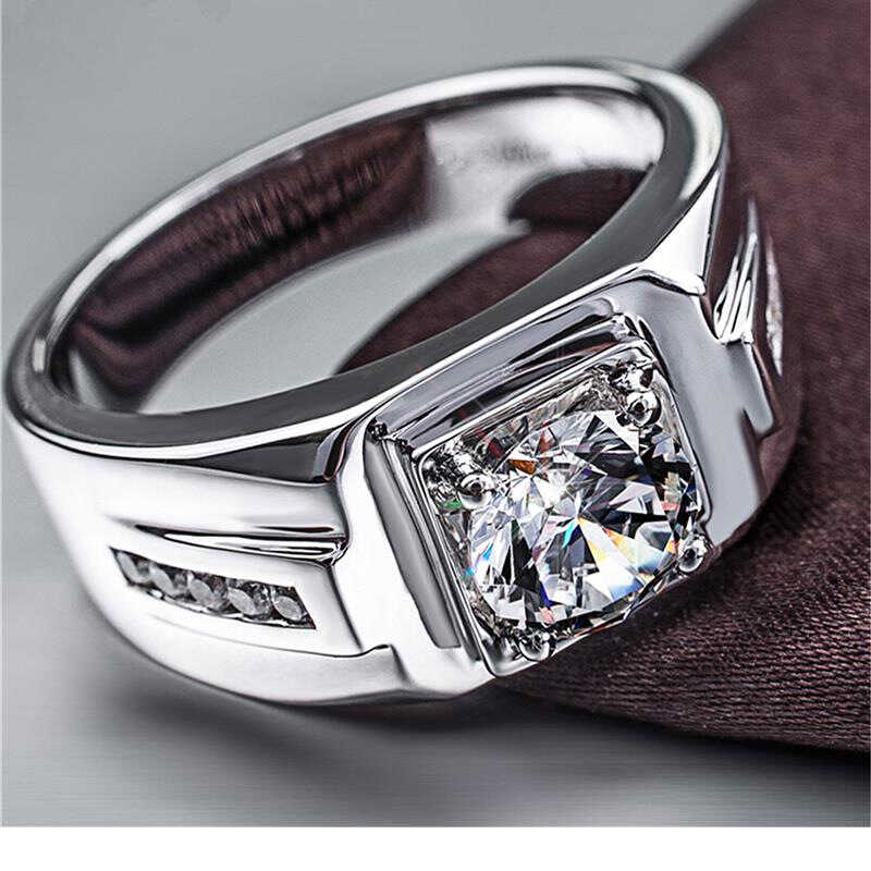 新款925银男戒轻奢男士钻戒高级