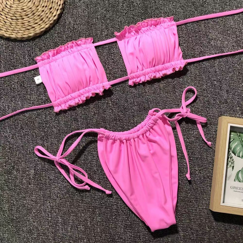 Sexy Bikini Set Thong Swimsuit Bandage halter Swimwear-封面