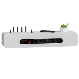 电视机顶盒置物架免打孔wifi路由器收纳盒墙上电线插座遮挡装饰柜