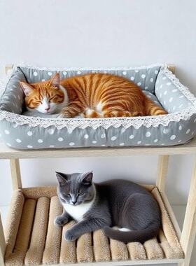 实木置物架猫爬架猫窝厨房架子工作台ins简易出租房花架鞋架