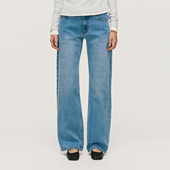 休闲百搭长裤 antceee 复古浅蓝水洗做旧宽松低腰直筒牛仔裤