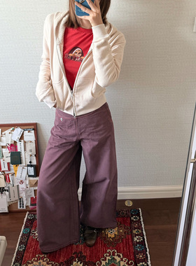 antceee 正反穿设计感宽松阔腿喇叭裤 直筒廓形简约通勤休闲长裤