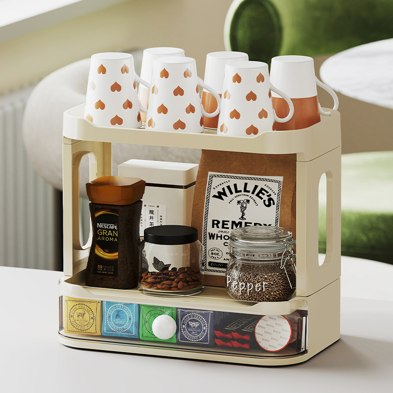 带抽屉多层杯架收纳置物架
