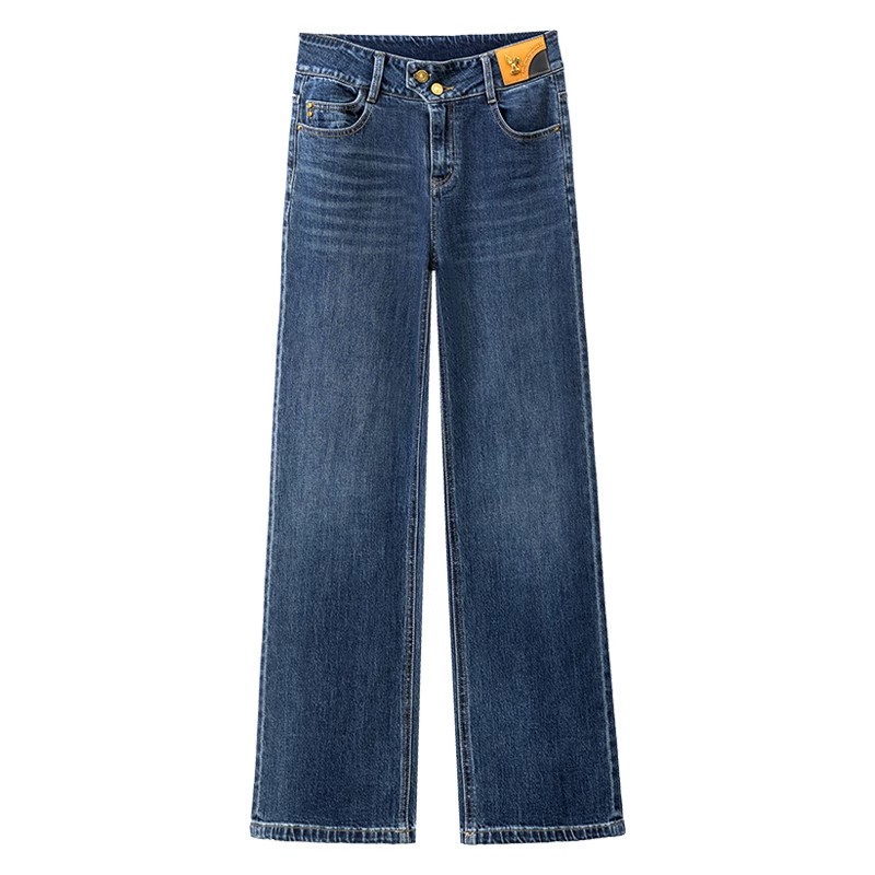 新塘直筒牛仔裤女士春秋妈妈裤子2025春季大码欧货显瘦窄版阔腿裤